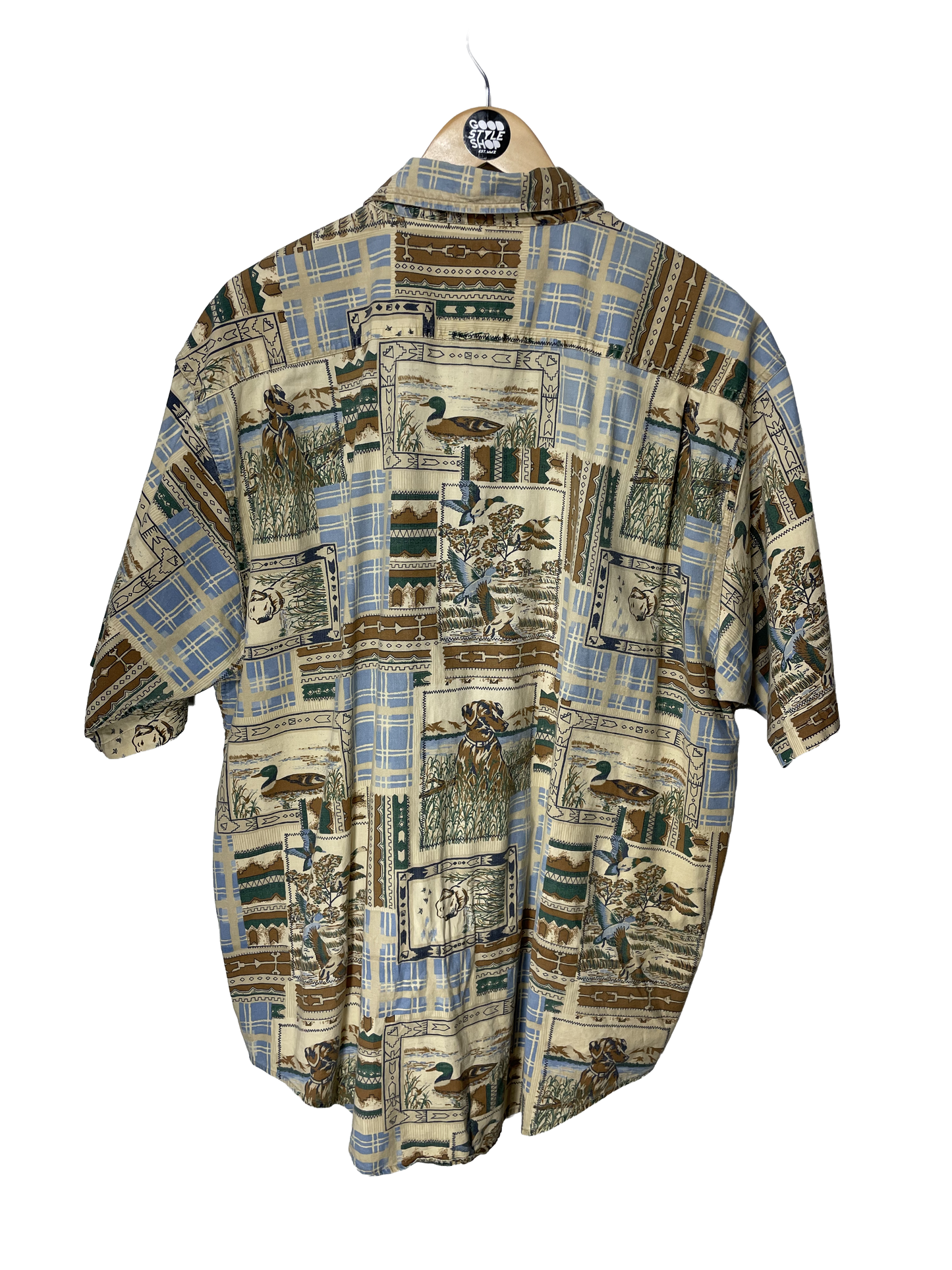 1980s Ducks Unlimited Tan Hunting Print Shirt