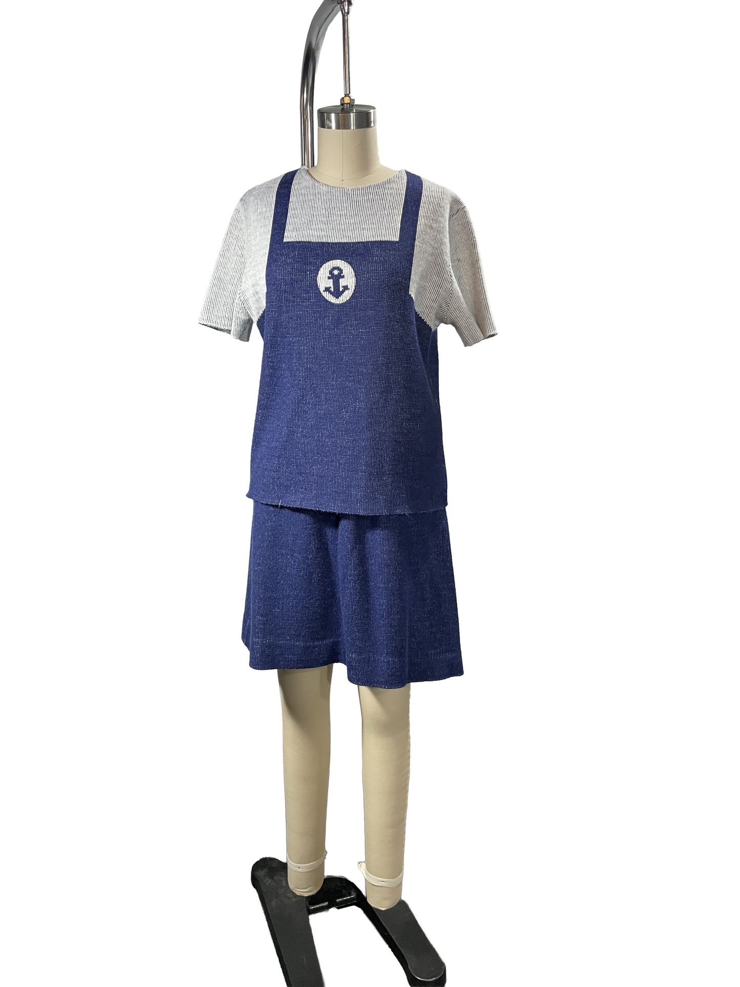 1970s Navy Cream Nautical Sweater Knit Set