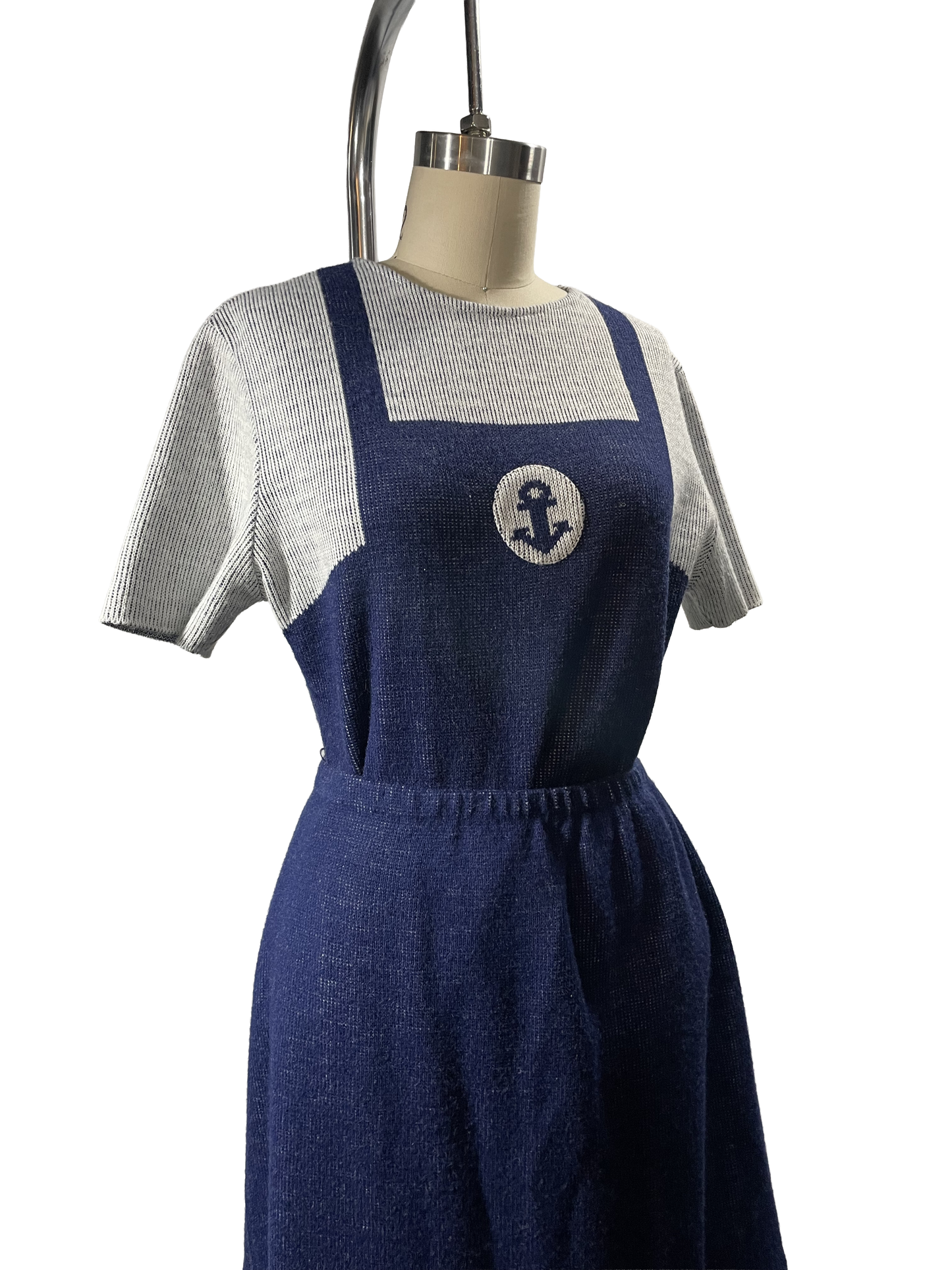 1970s Navy Cream Nautical Sweater Knit Set