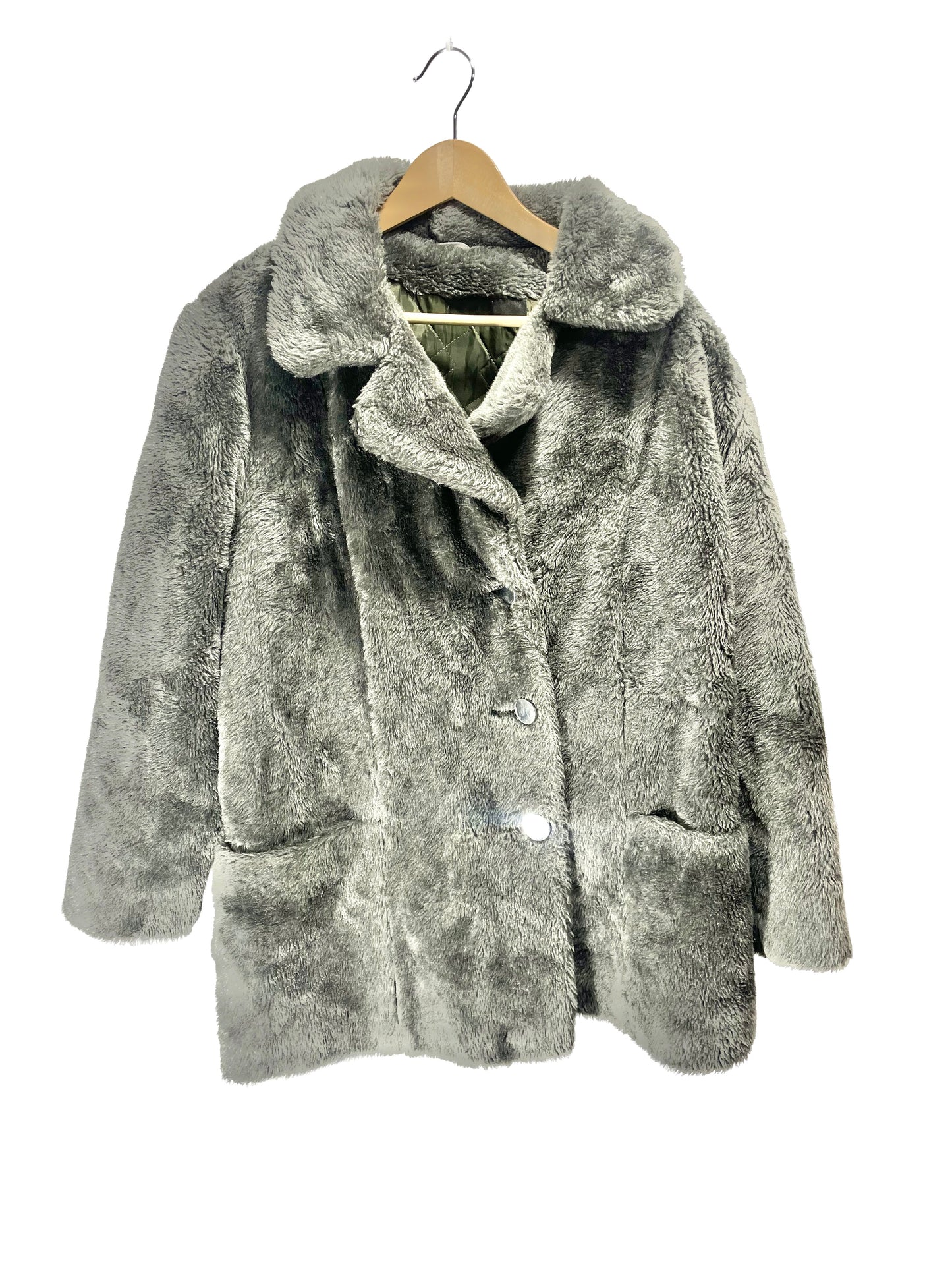 1970s Grey Faux Fur Car Coat