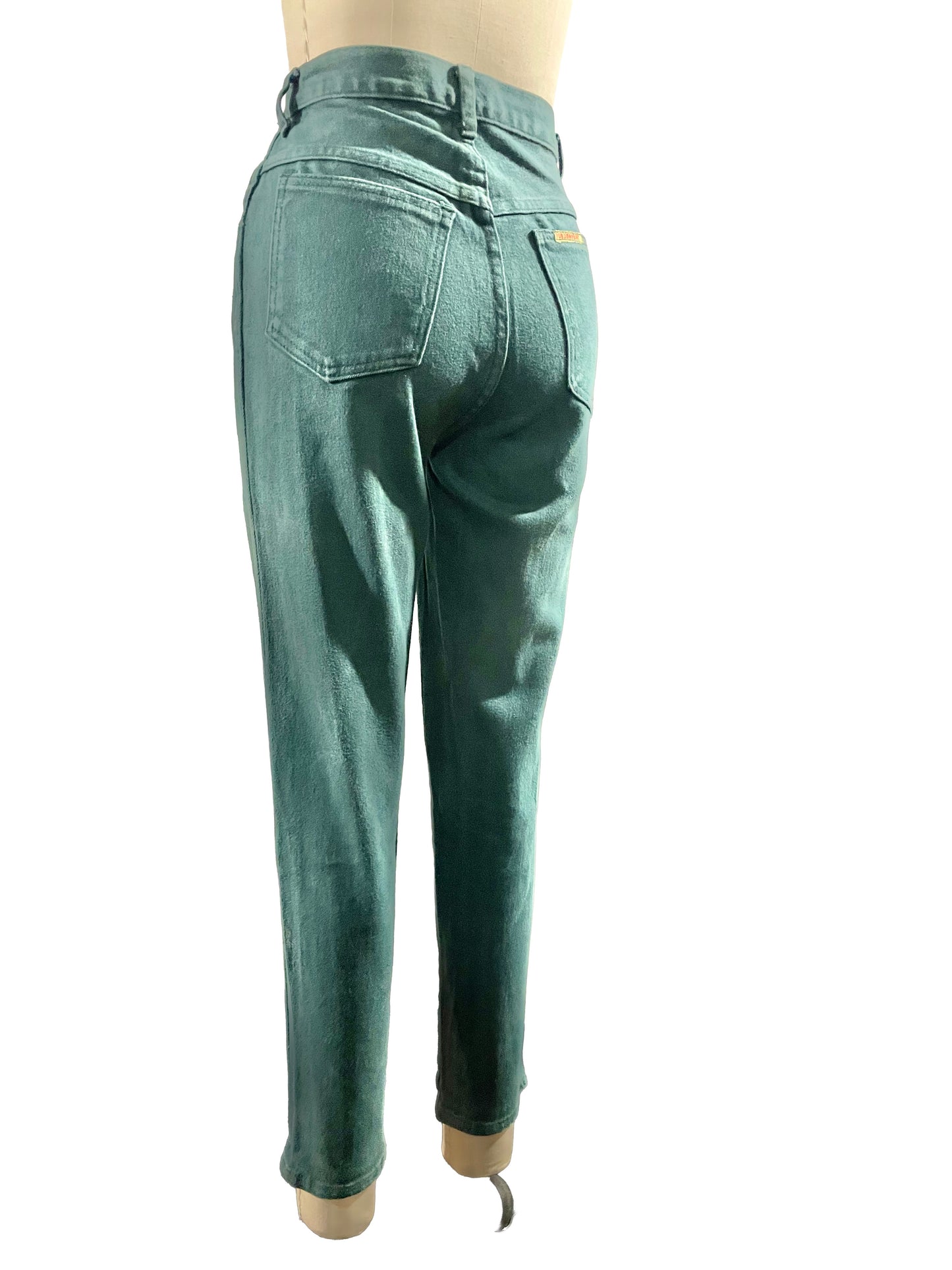 1980s Forest Green Stretch 'Pure Jeanswear' Tapered Jeans