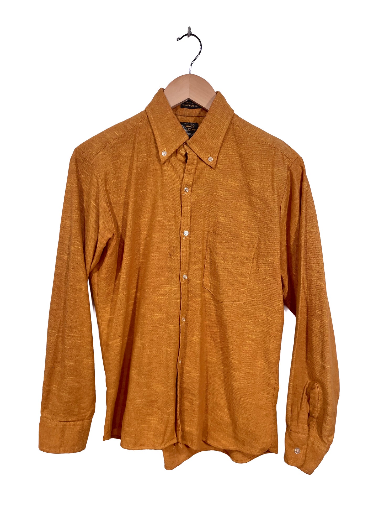 1950s Mustard Cotton Flocked ‘White Hawk’ Oxford Shirt