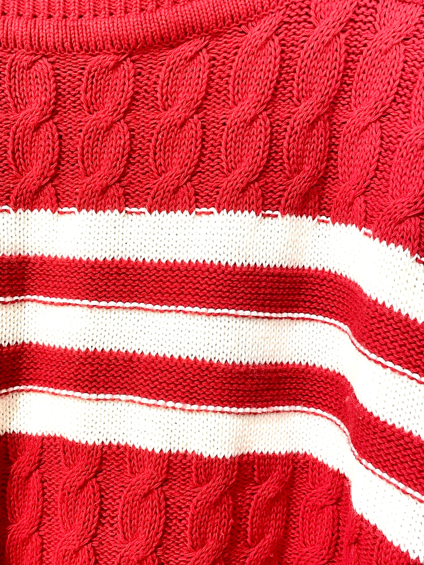 1980s Red White Striped Cropped Cotton Sweater
