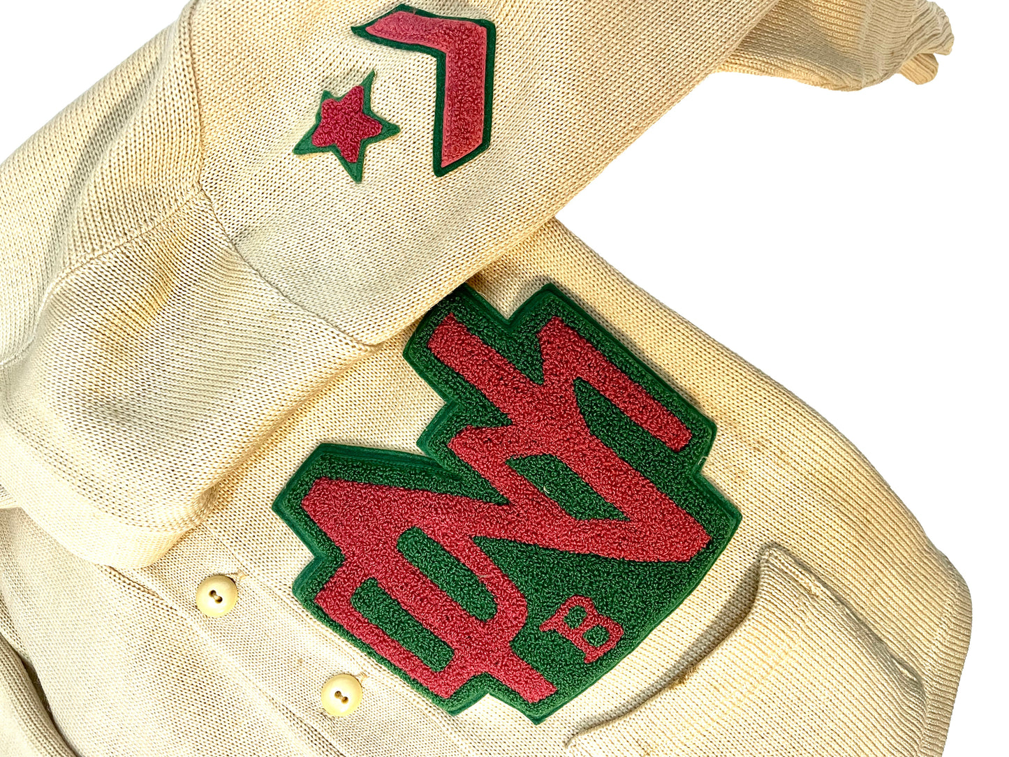 1950s Cream Wool DM North High School Academic Letter Cardigan