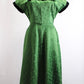 1940s Green Arrow Flocked Black Velvet Cocktail Dress