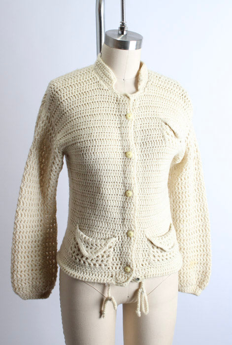 1960s Cream Crochet Cardigan