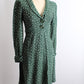 1970s Does 1940s Hunter Green White Dots Cotton Jersey Dress
