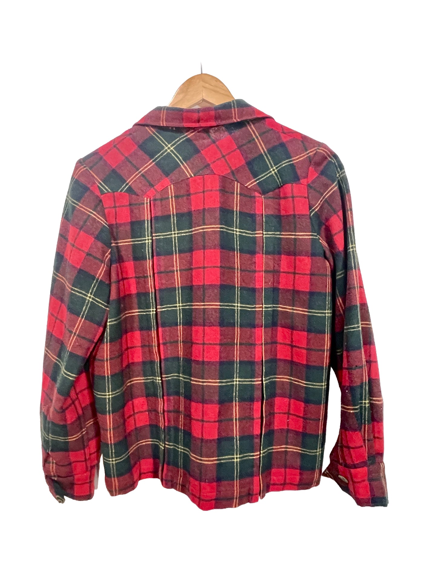 1950s Red Green Plaid ‘American Golfer’ Pleated Plaid Wool Shirt Jac