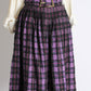 1950s Purple Boucle Full Wool Plaid Belted Skirt