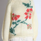 1980s Chunky Cream Acrylic Knit Floral Sweater