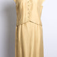 1950s Peach Covered Button Silk Wiggle Dress
