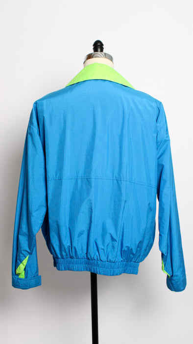 1990s Neon Blue Lime Colorblock Ski Jacket