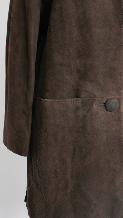 1960s Chocolate Brown Suede Fur Collar Jacket