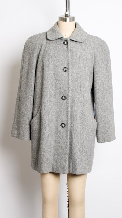 1980s Gray Brushed Wool Basic Overcoat