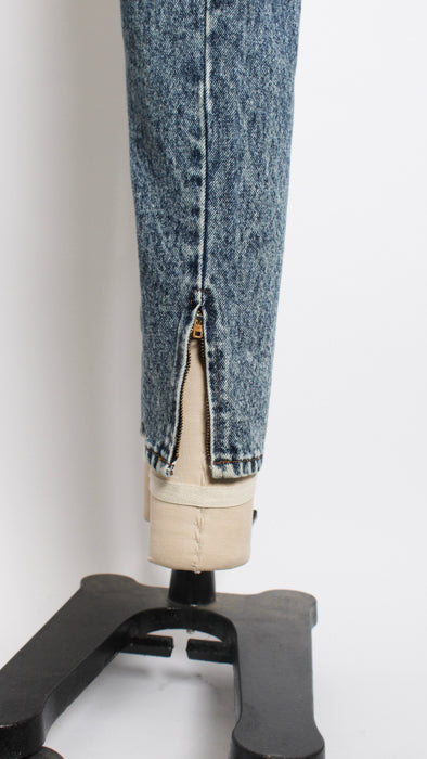 1980s Acid Wash Lee Rider Zip Ankle Jeans