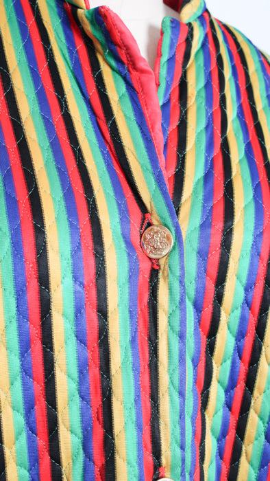 1970s Multicolor Striped Button Nylon Bed Jacket