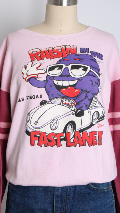 1980s Pink California Raisins Fast Lane Sweatshirt