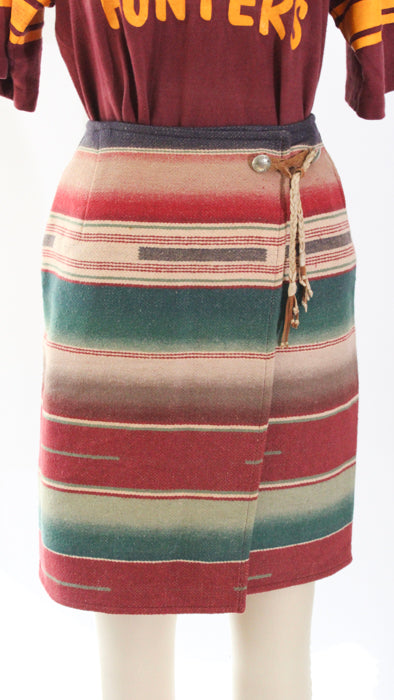 1990s Southwestern Cotton Blanket Ralph Lauren Country Mini Skirt