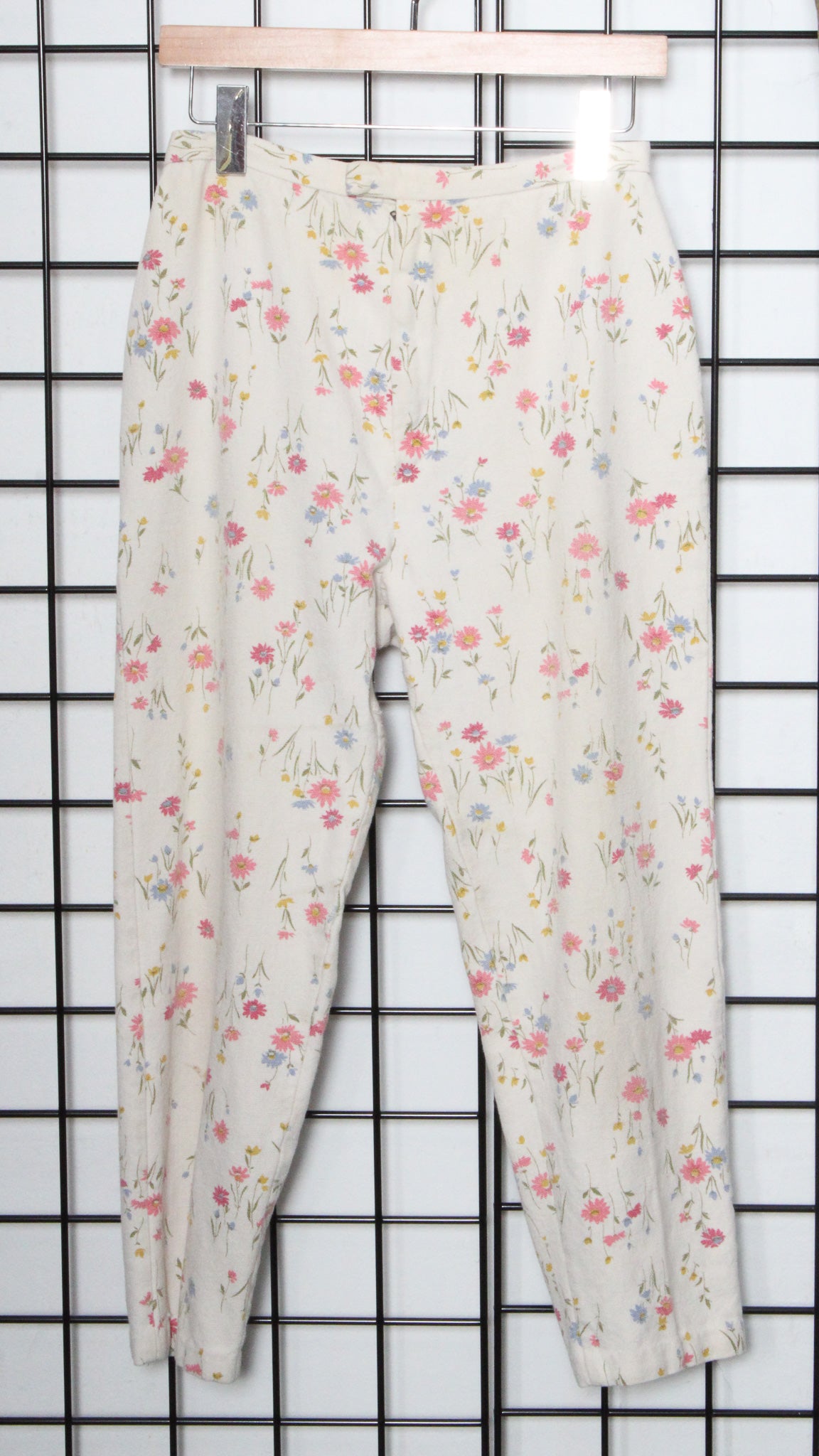 1960s Cotton Floral Sailcloth Tapered Trousers