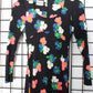 1970s Black Floral Print Polyester Maxi Dress