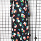 1970s Black Floral Print Polyester Maxi Dress