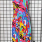 1980s Multi Brights Hawaiian Tropical Motif Handmade Dress