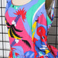 1980s Multi Brights Hawaiian Tropical Motif Handmade Dress