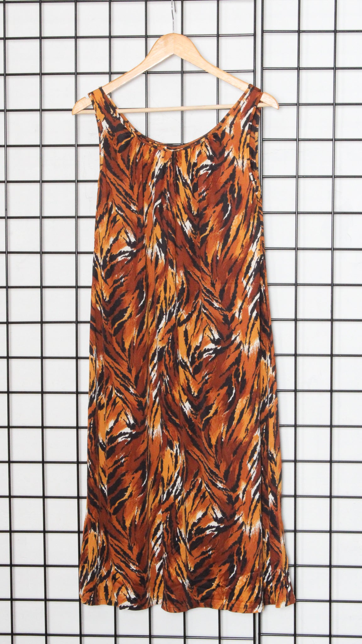 1970s Tiger Stripe Slinky Slip Dress