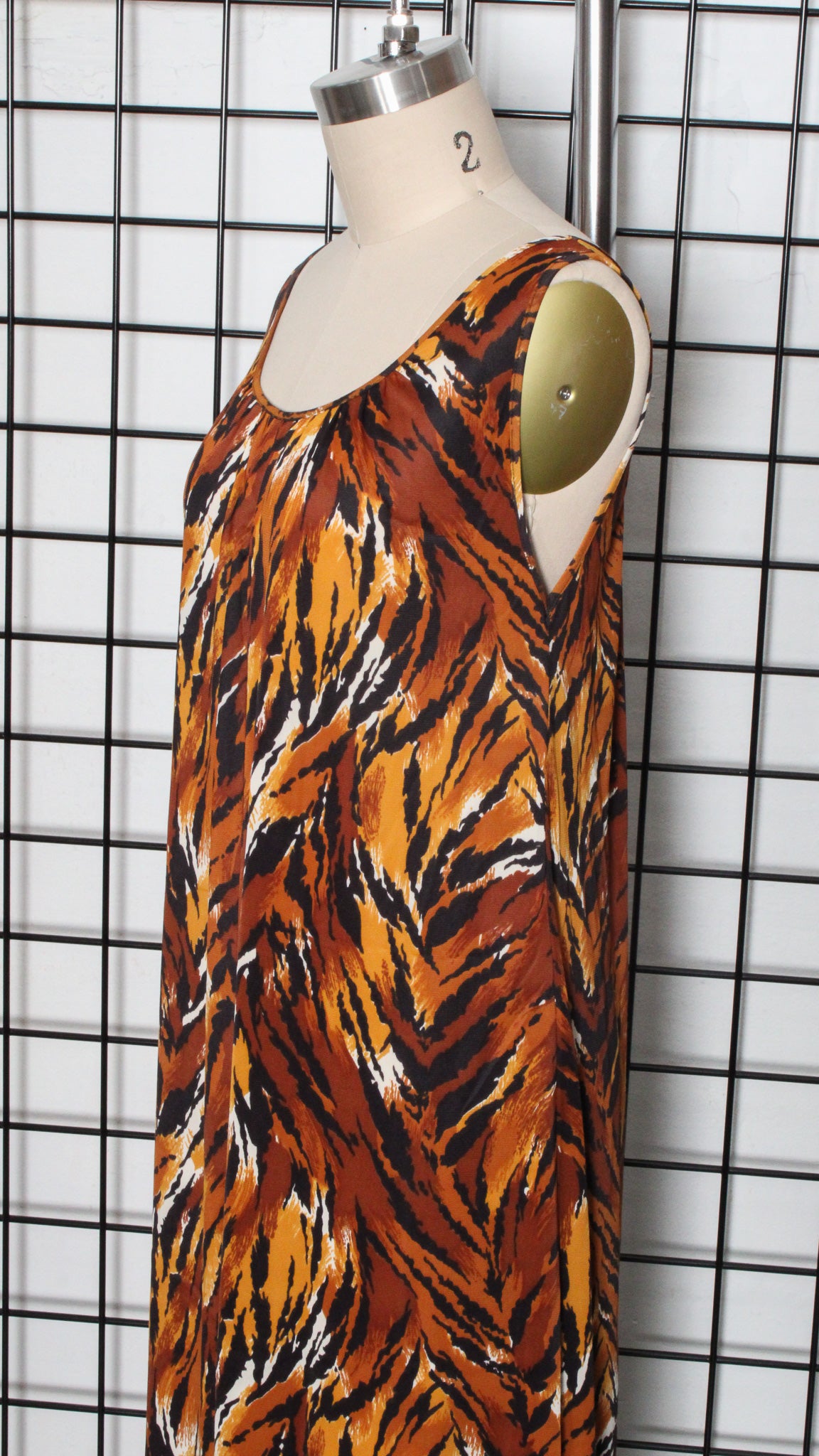 1970s Tiger Stripe Slinky Slip Dress