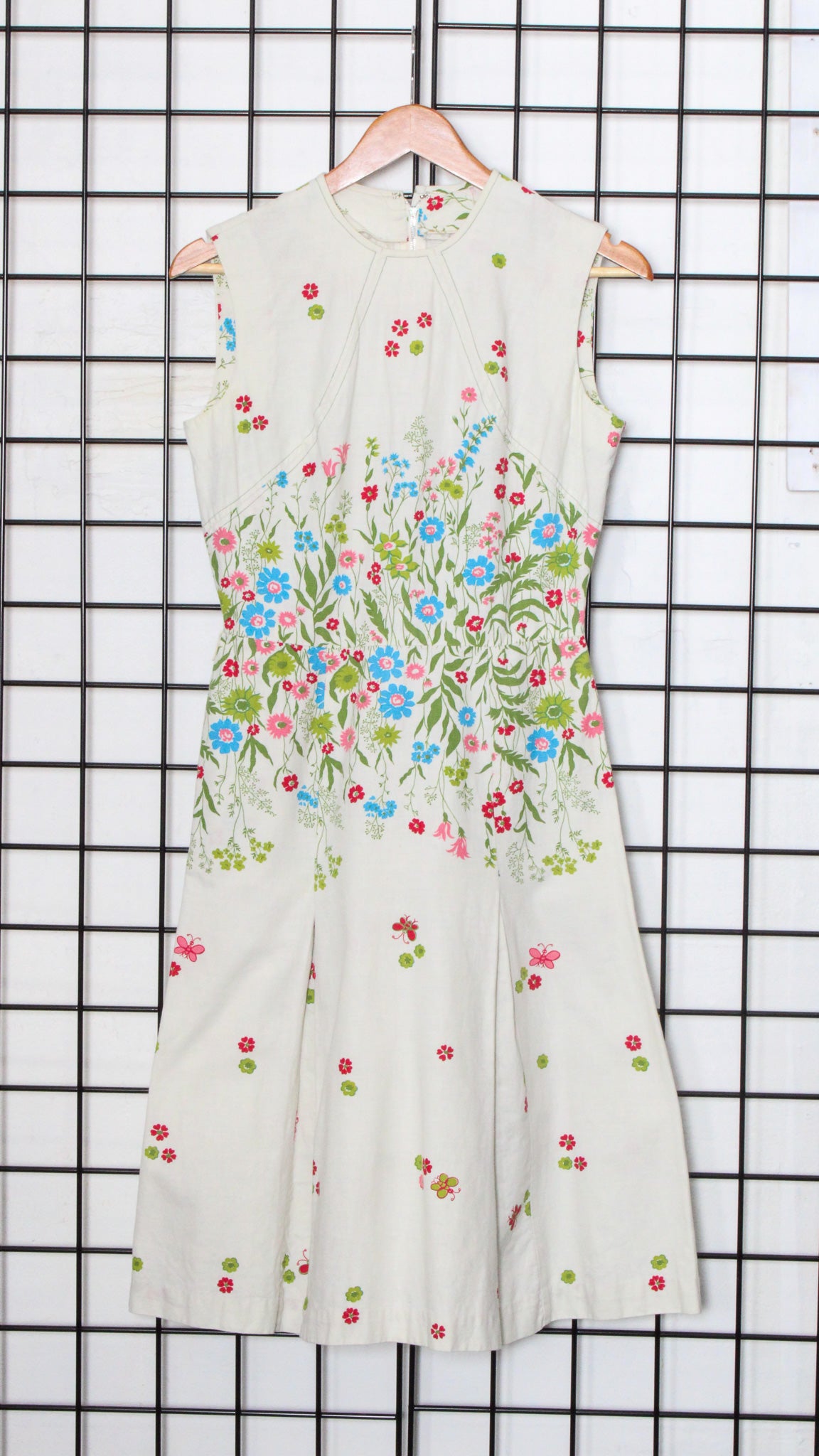 1960s Floral Print Cotton Fit-and-Flare Day Dress