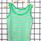 1960s Green White Cotton Terry Striped Ringer Tank