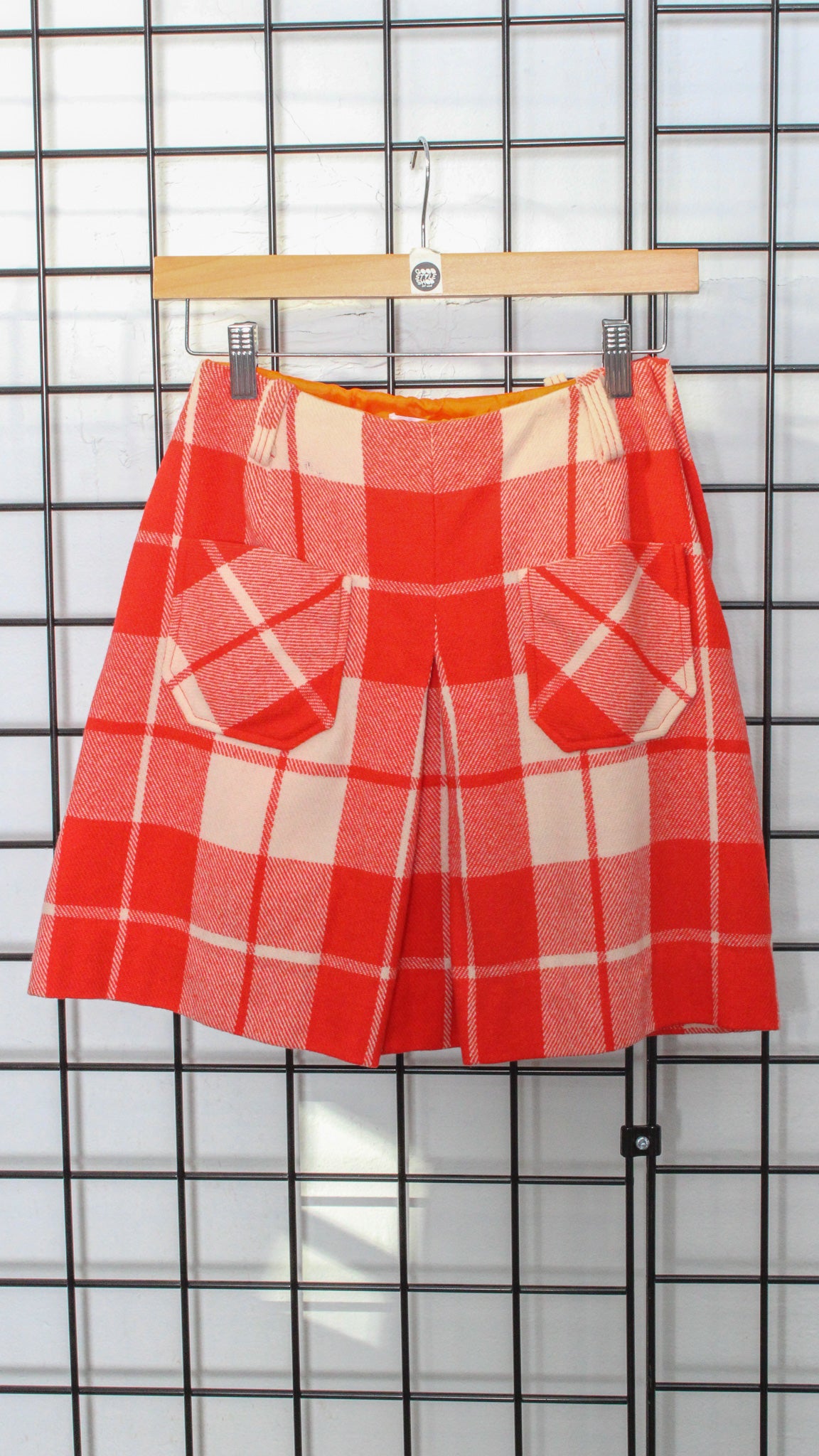 1970s Orange Plaid Mini Skirt