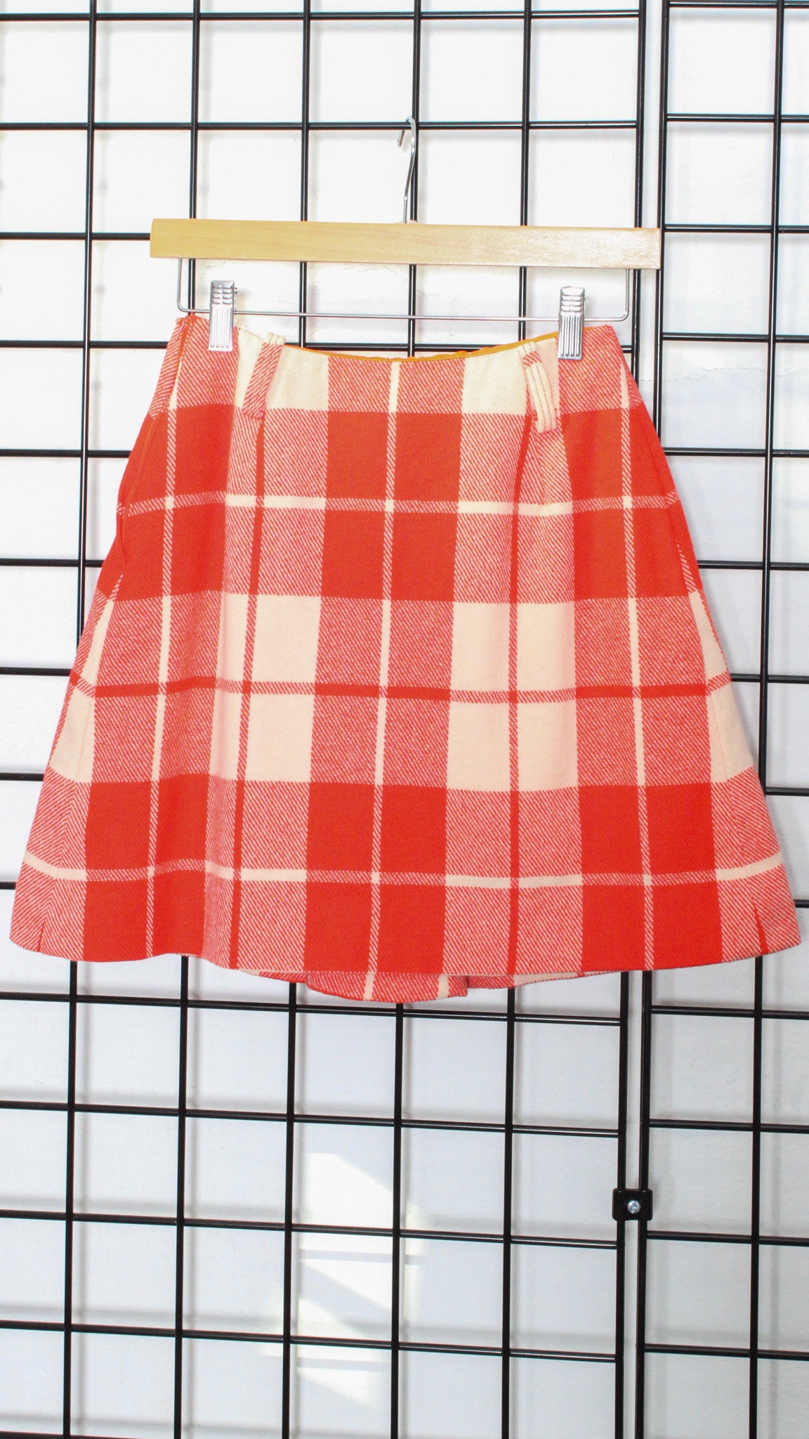 1970s Orange Plaid Mini Skirt