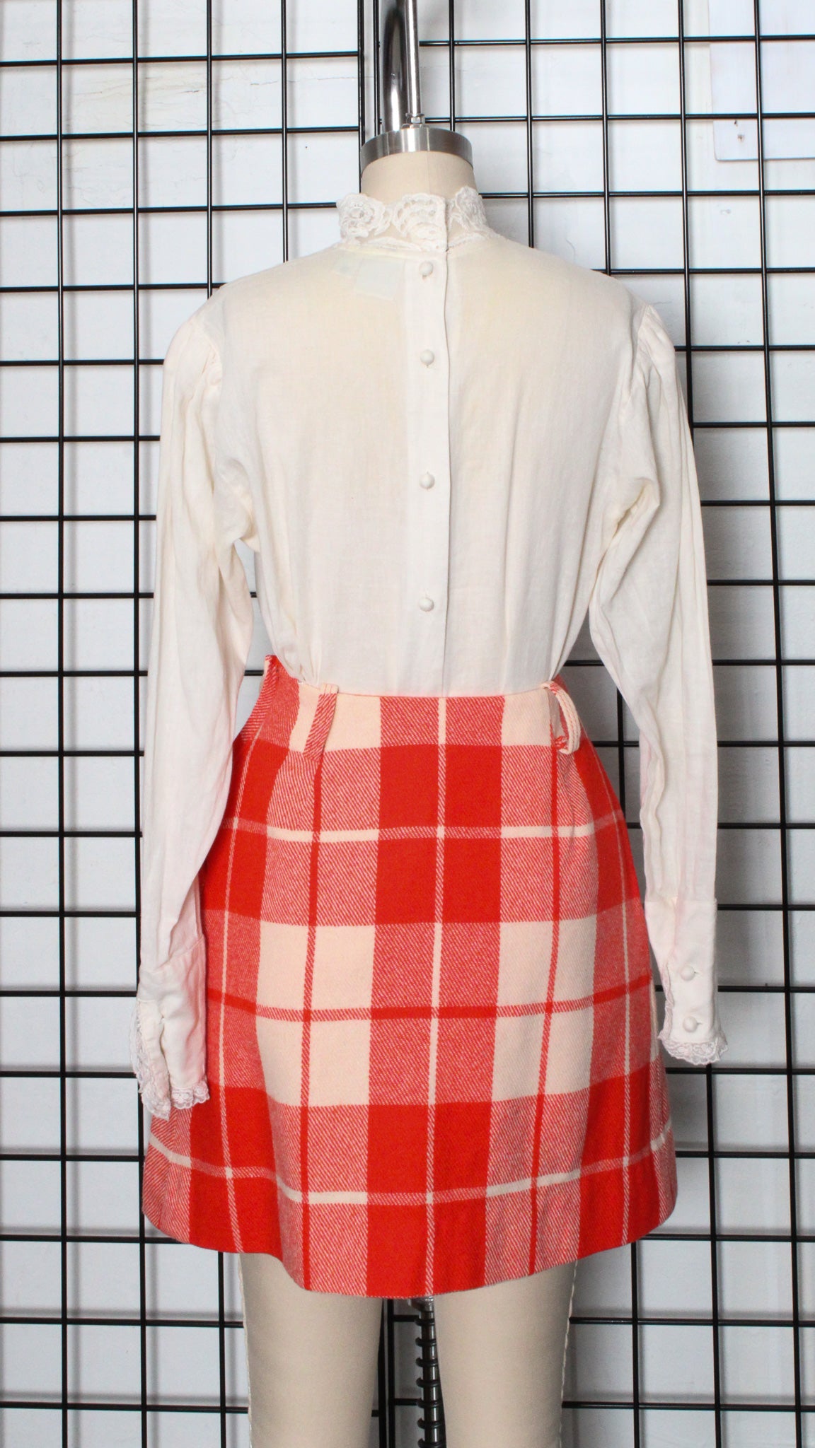 1970s Orange Plaid Mini Skirt