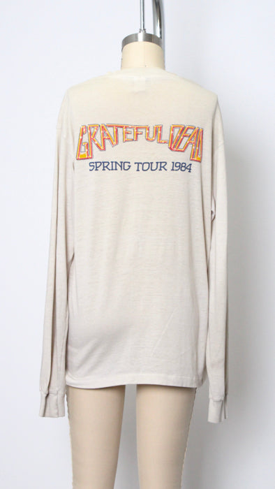 1980s White Grateful Dead Dancing Skeletons Tour Long Sleeve Tee