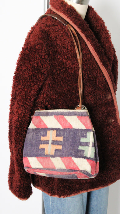 1990s Kilim Woven Rug Crossbody Purse