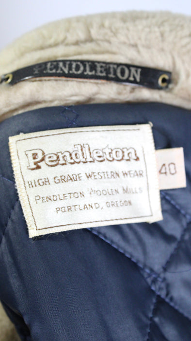 1970s PENDLETON BROWNSVILLE Shearling Blanket Car Coat