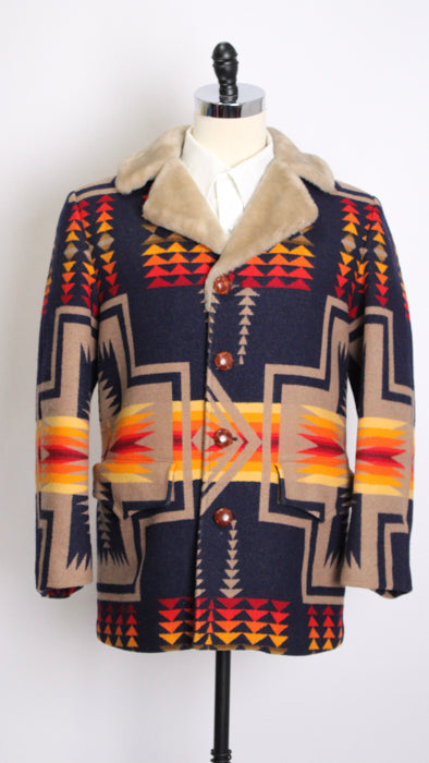 1970s PENDLETON BROWNSVILLE Shearling Blanket Car Coat