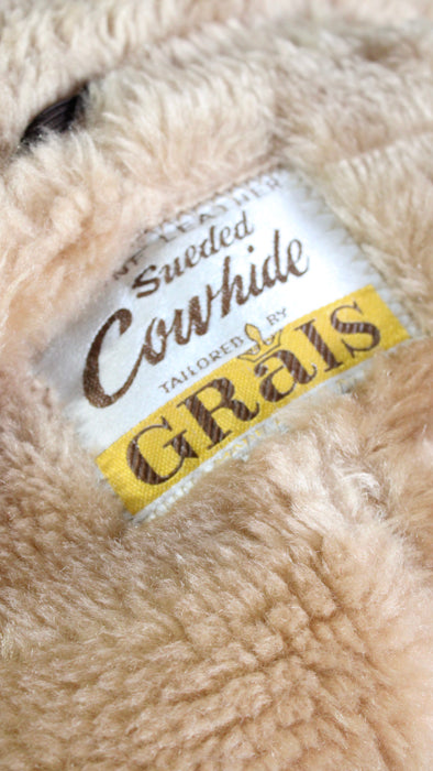 1970s Brown Cowhide Sheep Shearling Rancher Coat