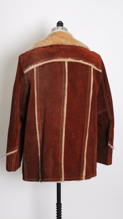 1970s Brown Cowhide Sheep Shearling Rancher Coat