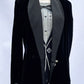 1940s Black Silk Velvet Silk Faille Collar R’stone Blazer