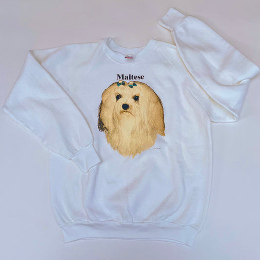 Maltese - 1990s Dog Made-in-USA Dog Sweatshirt