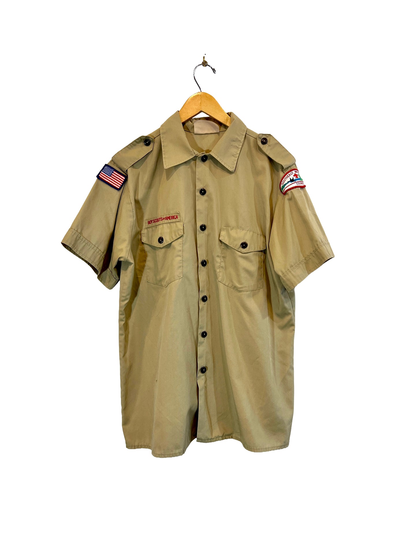 1970s Tan BSA Patched Cotton Weave SS Shirt