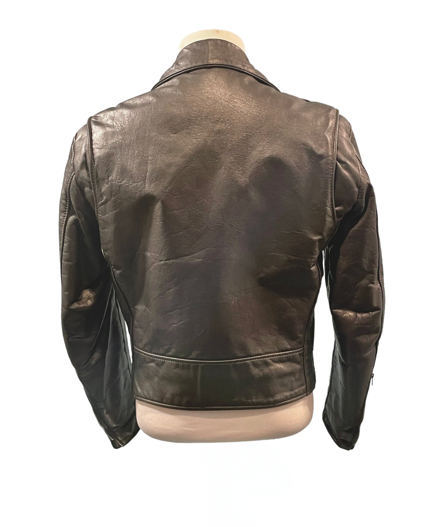 1970s Black Excelled Leather Biker Jacket
